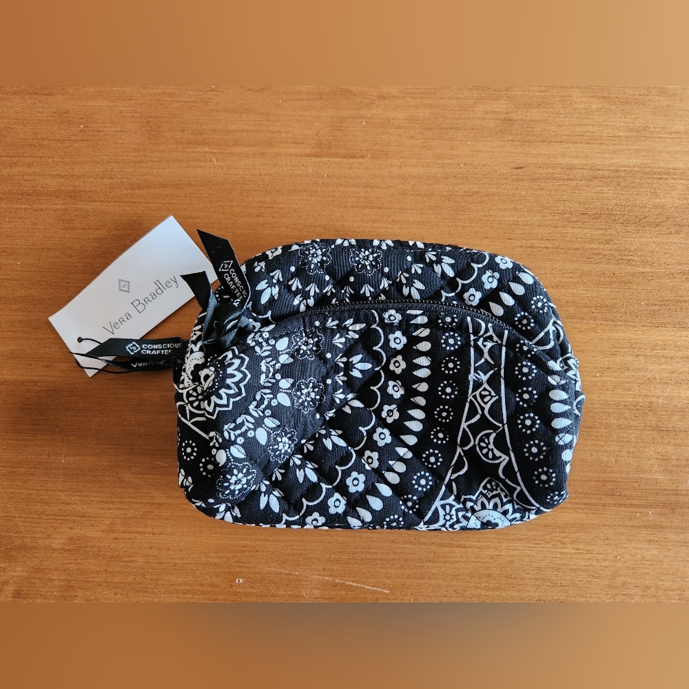 Vera Bradley Black Bandana Medallion Mini Cosmetic Bag
